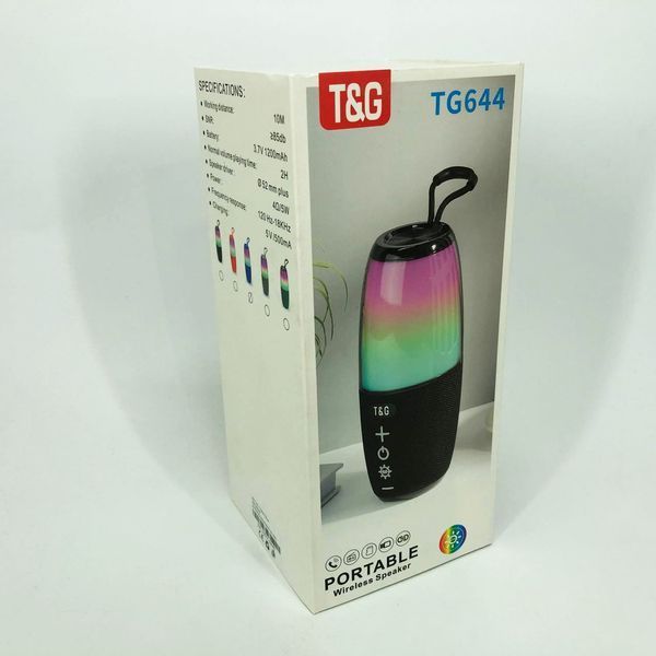 Портативная колонка TG644 5W с RGB подсветкой и ремешком, музыкальные колонки для улицы. Цвет: синий 00017210 фото