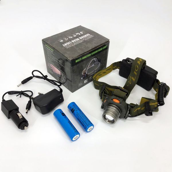 Налобний ліхтар тактичний Bailong BL-1505\602B SENSOR з датчиком руху, Ліхтарик налобний led 00022892 фото