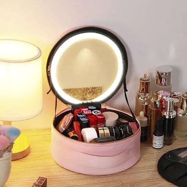 Косметичка-органайзер з LED дзеркалом, 29х28х11 см/Дорожня косметичка 00015733 фото