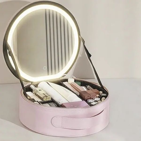 Косметичка-органайзер з LED дзеркалом, 29х28х11 см/Дорожня косметичка 00015733 фото