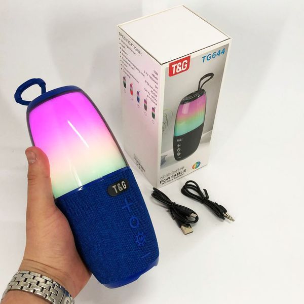 Портативная колонка TG644 5W с RGB подсветкой и ремешком, музыкальные колонки для улицы. Цвет: синий 00017210 фото