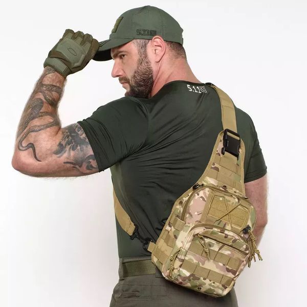 Тактическая сумка-рюкзак через плечо с Cordura 900D, камуфляж, трансформер, MOLLE 00018386 фото