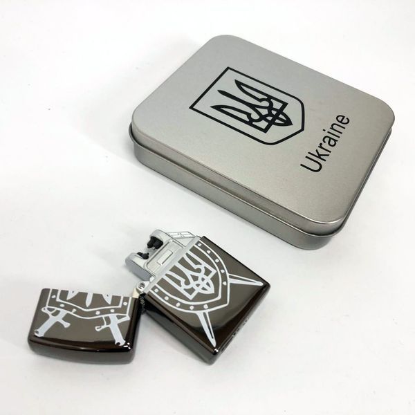 Дуговая электроимпульсная USB зажигалка Украина металлическая коробка HL-446. Цвет: черный 00023031 фото