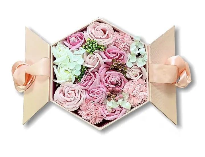 Подарунковий набір троянд Forever I love you букет в коробці, ручної роботи, рожевий 00024610 фото