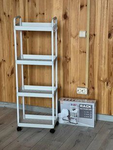 Этажерка на колесах 4 полки напольная белая Storage rack AND906 00013744 фото