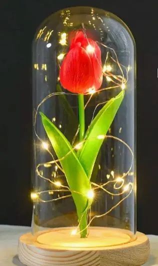 Ночник тюльпан в колбе с LED подсветкой питание 3 батарейки ААА 00023658 фото