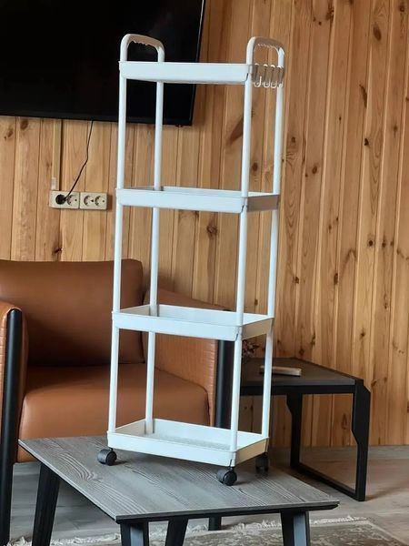 Этажерка на колесах 4 полки напольная белая Storage rack AND906 00013744 фото