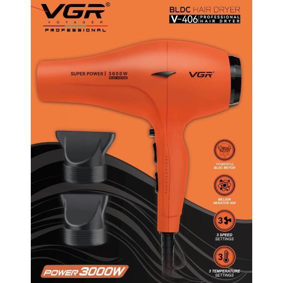 Фен VGR V-406 ORANGE 3000Вт 00015419 фото