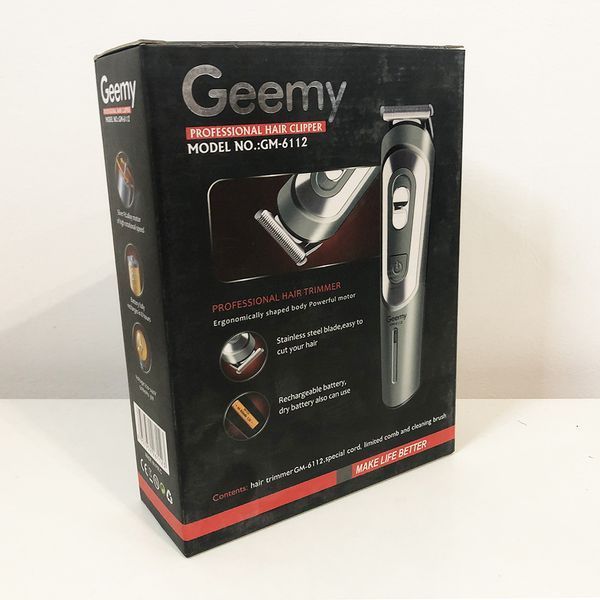 Бездротова машинка для стрижки волосся GEMEI GM-6112 акумуляторна, окантувальна машинка. Колір: сірий 00014332 фото