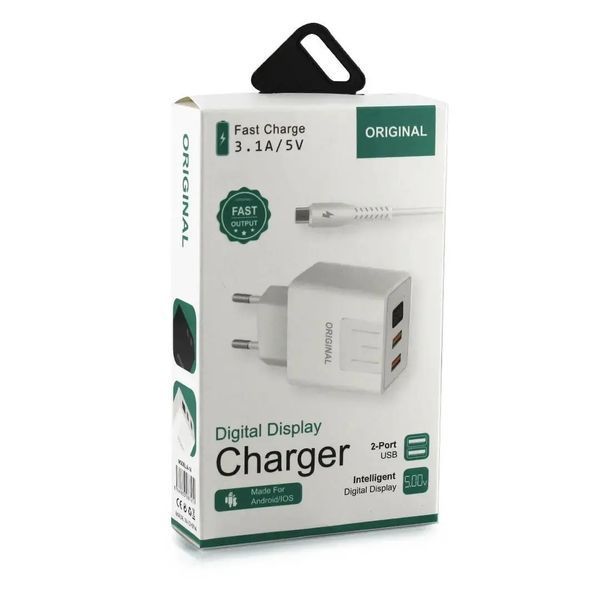 Адаптер (А-14) 220v 2 usb with digital display CX QC03 00017495 фото