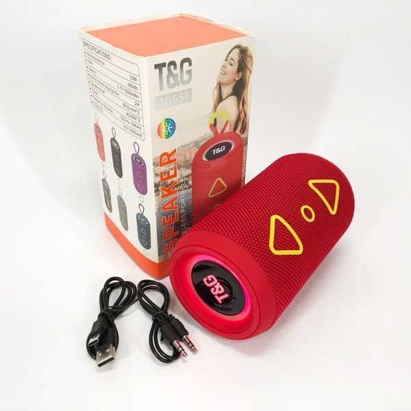 Bluetooth колонка портативна TG656 FM-радіо, акумуляторна колонка для музики. Колір: червоний 00017242 фото