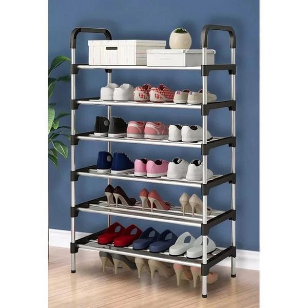 Полиця для взуття Shoe Rack 6 полиць Органайзер стійка 6 секцій 56х28х113см. Колір: чорний 00012572 фото