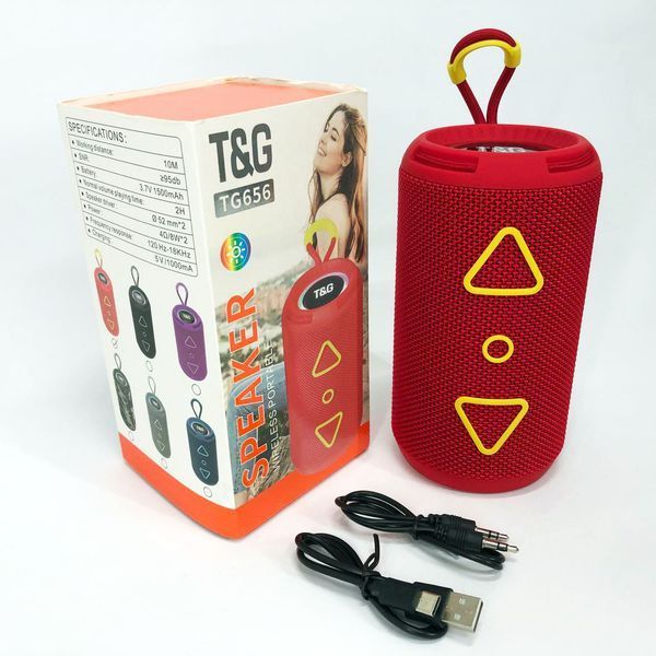 Bluetooth колонка портативна TG656 FM-радіо, акумуляторна колонка для музики. Колір: червоний 00017242 фото