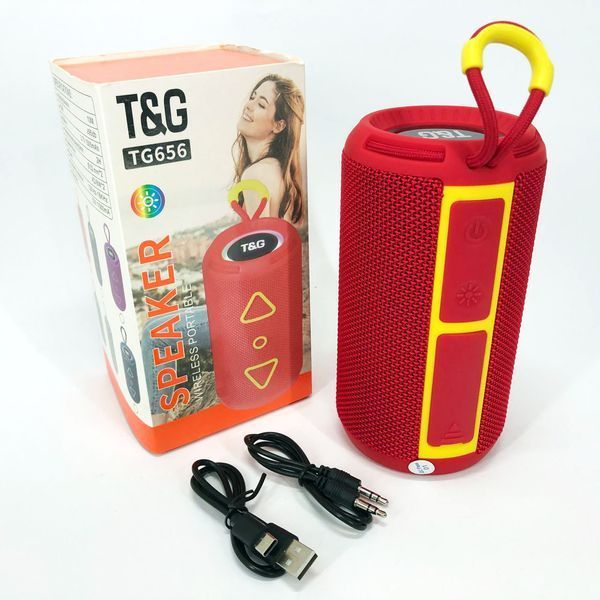 Bluetooth колонка портативна TG656 FM-радіо, акумуляторна колонка для музики. Колір: червоний 00017242 фото