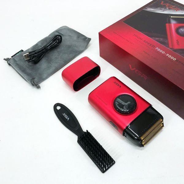 Електробритва VGR V-377 RED шейвер, Електрична акумуляторна бритва для гоління, шейвер чоловічий 00014785 фото