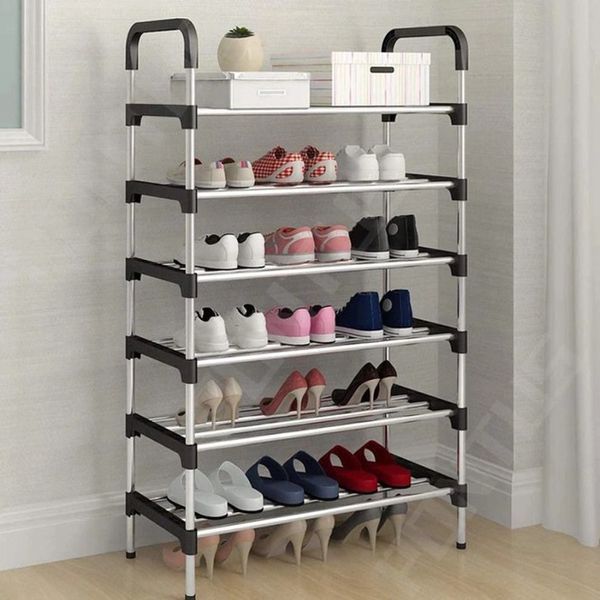 Полиця для взуття Shoe Rack 6 полиць Органайзер стійка 6 секцій 56х28х113см. Колір: чорний 00012572 фото