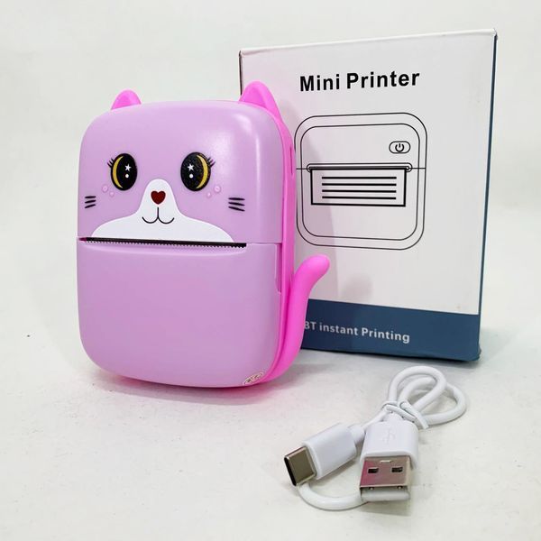 Портативний дитячий термопринтер з Bluetooth A8 Cat міні принтер для телефону Pink 00016327 фото