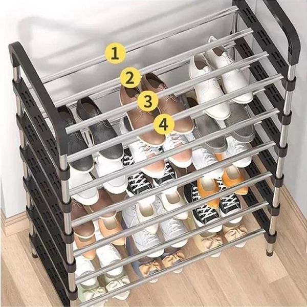 Полиця для взуття Shoe Rack 6 полиць Органайзер стійка 6 секцій 56х28х113см. Колір: чорний 00012572 фото