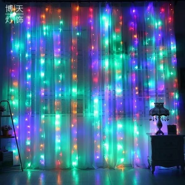 Праздничная гирлянда занавес "Штора" на окно 200LED 3х2м Мультицветная цвет диодов Мульти USB 00024764 фото