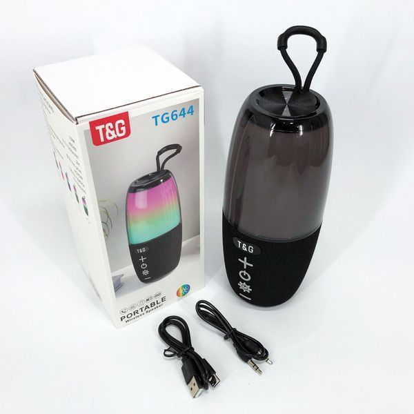Портативна колонка TG644 5W з RGB підсвічуванням та ремінцем, блютуз колонка з акумулятором. Колір: чорний 00017211 фото