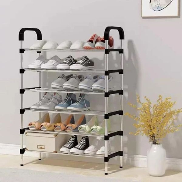 Полиця для взуття Shoe Rack 6 полиць Органайзер стійка 6 секцій 56х28х113см. Колір: чорний 00012572 фото