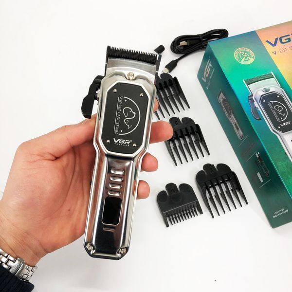 Аккумуляторная машинка для стрижки животных VGR V-201 4 насадки 00021969 фото
