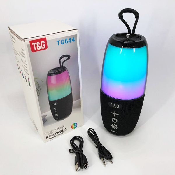 Портативна колонка TG644 5W з RGB підсвічуванням та ремінцем, блютуз колонка з акумулятором. Колір: чорний 00017211 фото
