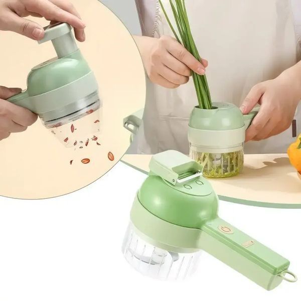 Ручной измельчитель для овощей 4в1 Food Chopper / Электрическая кухонная овощерезка / Мини блендер-слайсер 00020590 фото