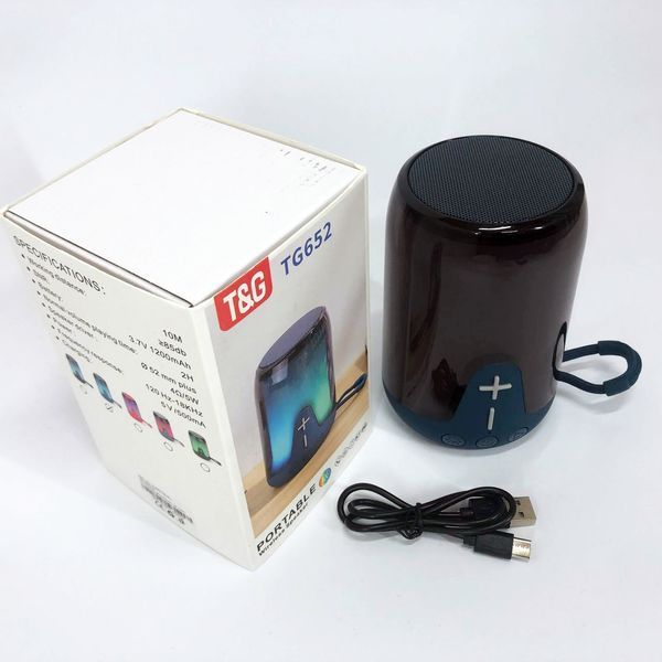 Аккумуляторная переносная колонка TG652 5W с RGB подсветкой и ремешком, блютуз колонка. Цвет: синий 00017775 фото