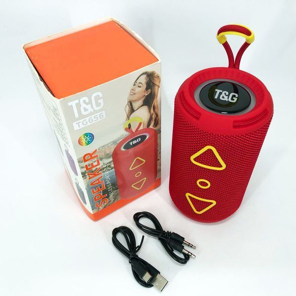Bluetooth колонка портативна TG656 FM-радіо, акумуляторна колонка для музики. Колір: червоний 00017242 фото