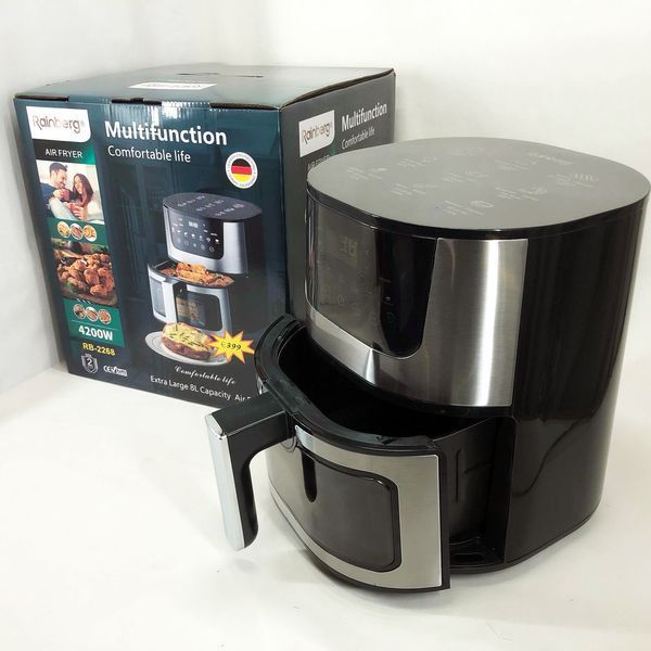Аэрогриль Rainberg RB-2268 4200W аэрофритюрница безмасляная без масла с регулировкой температуры 8 л 00019408 фото