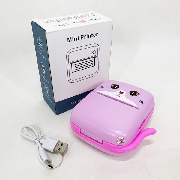 Портативний дитячий термопринтер з Bluetooth A8 Cat міні принтер для телефону Pink 00016327 фото
