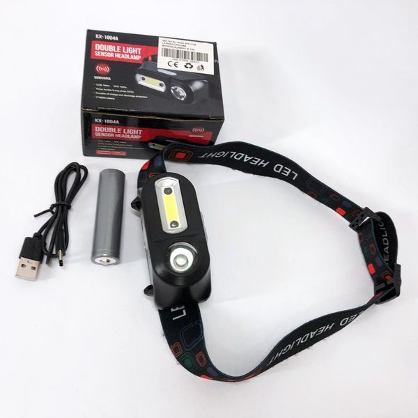 Фонарь налобный BL-1804A COB XPE с датчиком движения, Фонарь аккумуляторный для рыбалки 00022953 фото