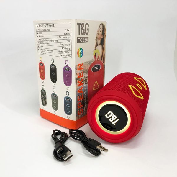 Bluetooth колонка портативна TG656 FM-радіо, акумуляторна колонка для музики. Колір: червоний 00017242 фото