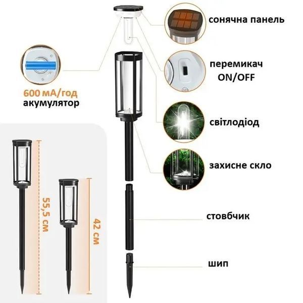 Комплект светильников для газона Solar Lawn Light Shinedo Y246 warm white комплект 2 шт 00012933 фото