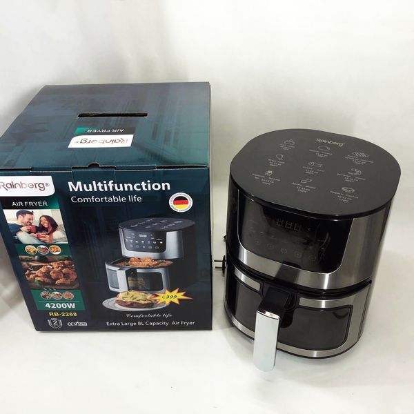 Аэрогриль Rainberg RB-2268 4200W аэрофритюрница безмасляная без масла с регулировкой температуры 8 л 00019408 фото