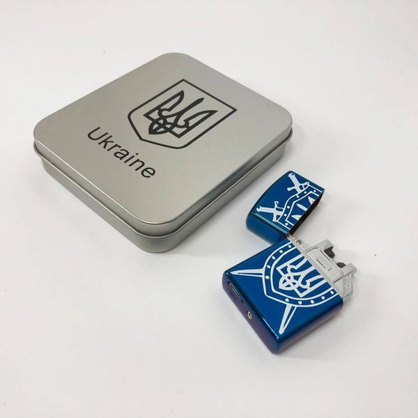 Дугова електроімпульсна USB Запальничка акумуляторна Україна металева коробка HL-446. Колір синій 00023032 фото