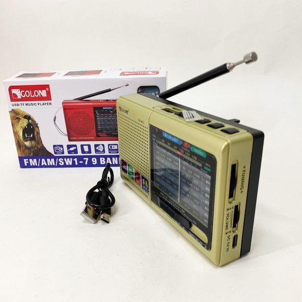Портативна стовпчик радіо MP3 USB Golon RX-6622. Колір: золотий 00017635 фото