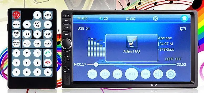 Универсальная автомагнитола 2 Din сенсорная, Bluetooth AMP 7018B, с пультом в комплекте 00017204 фото