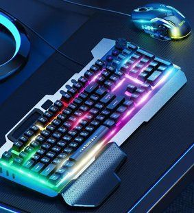 Клавиатура игровая проводная Hoco GM12 клавиатура и мышка с подсветкой LED RGB, Игровой комплект для ПК 00018132 фото