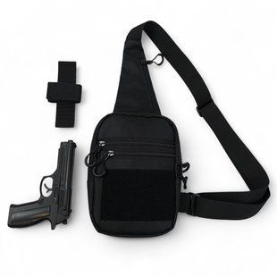 Тактическая мужская сумка с кобурой Cordura 1000D &ndash; 6 карманов, черный 00018388 фото