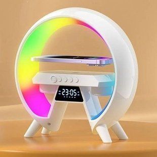 LED Лампа ночник с беспроводной зарядкой и Bluetooth динамиком G-Lite XM-X63, Часы хамелеон с будильник 00012635 фото