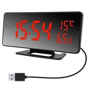 Часы настольные зеркальные VST-888Y-1 USB с красным циферблатом, часы электронные светящиеся 00013347 фото