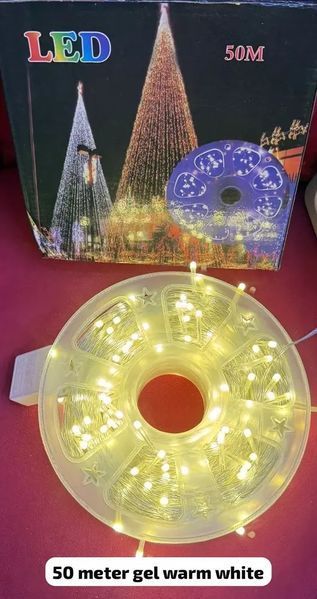 Гирлянда на катушке, от сети, Buble 50м, 8 режимов, теплый белый/ Светодиодная гирлянда на елку 00024905 фото