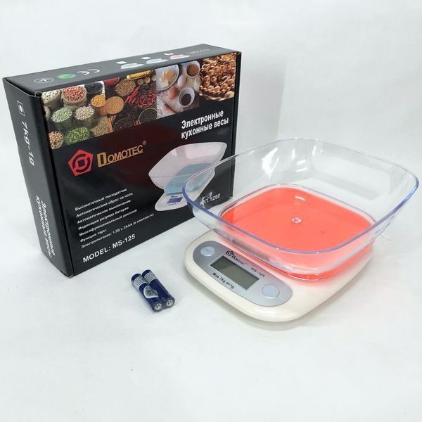 Весы кухонные DOMOTEC MS-125 Plastic, кухонные электронные весы, электронные весы. Цвет: оранжевый 00020107 фото