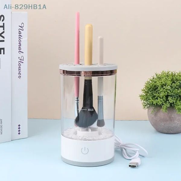 Електричний очищувач пензлів для макіяжу Cleaning Brush 2 в 1 підставка для чищення та сушіння косметичних пензликів 00014595 фото