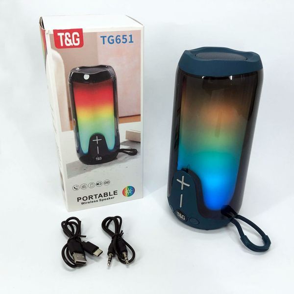 Bluetooth-колонка TG651 с RGB ПОДСВЕТКОЙ, аккумуляторная колонка для музыки, для вечеринки. Цвет: синий 00017719 фото
