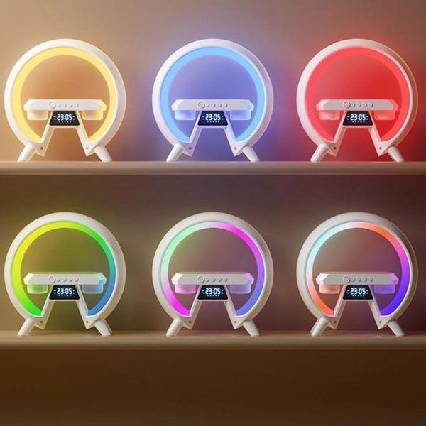 LED Лампа нічник з бездротовою зарядкою та Bluetooth динаміком G-Lite XM-X63, Годинник хамелеон з будильник 00012635 фото