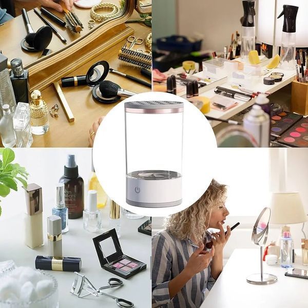 Електричний очищувач пензлів для макіяжу Cleaning Brush 2 в 1 підставка для чищення та сушіння косметичних пензликів 00014595 фото