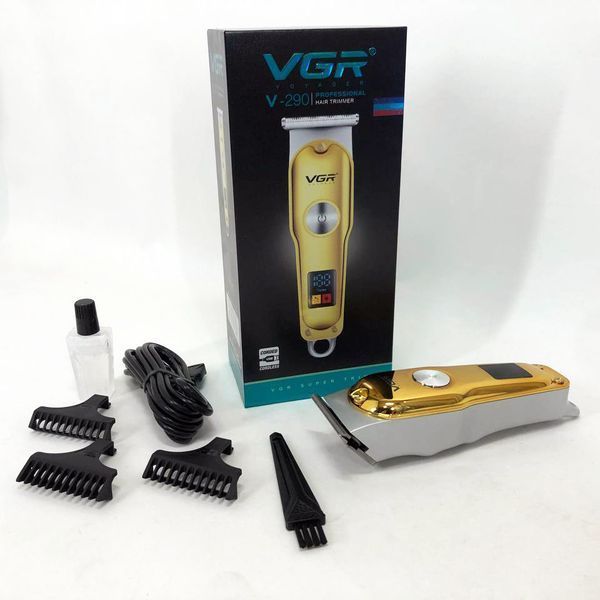Триммер для волос и бороды VGR V-290 LED Display 3 насадки, машинка для стрижки волос домашняя 00014458 фото